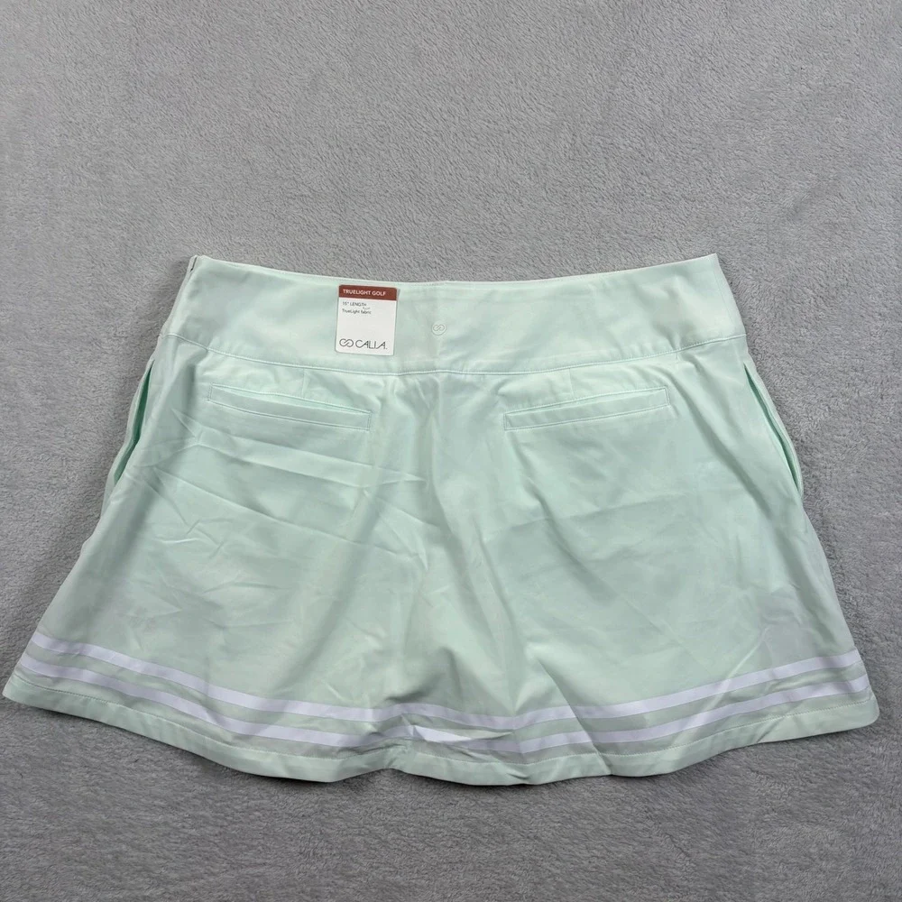 Calia TrueLight Golf Skort Mint‎ Green Pleated Striped 15 Inch Womens 16 NEW